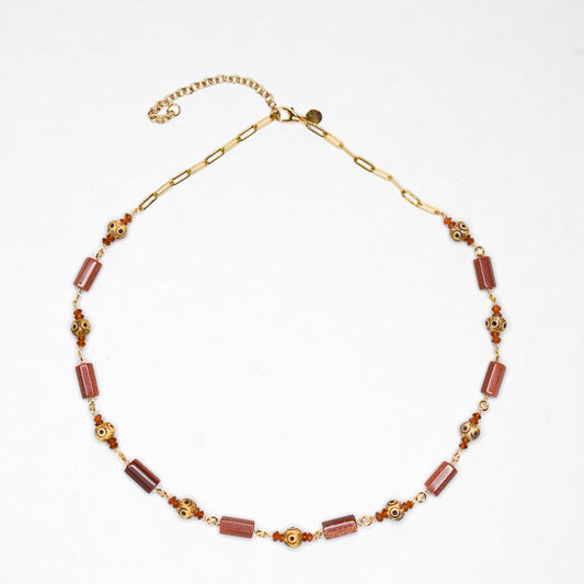 ANYAELLE-GOLDSTONE_TIBETANPRAYERBEADS_CARNELIANBEADSNECKLACEBYAYITICHERIE