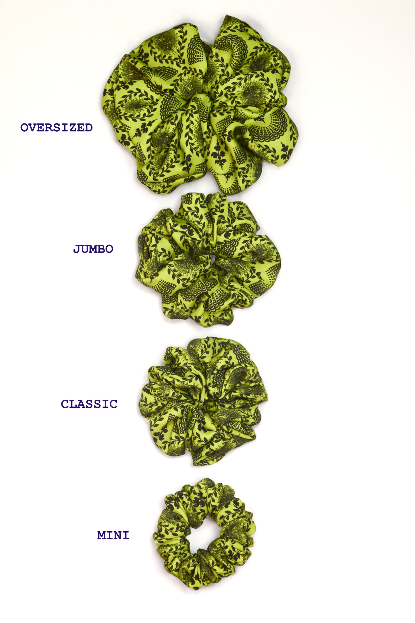 Bright Chartreuse Carnival Lady Print Scrunchie in Oversized