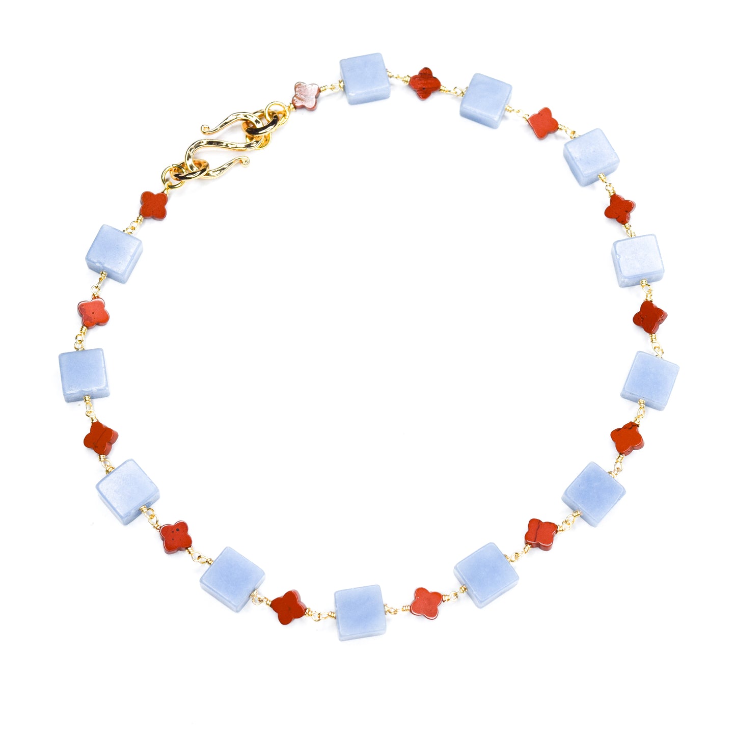 CASSIANA_ANGELITE_REDJASPERNECKLACE by Ayiti Cherie
