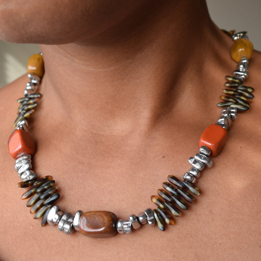 Handcrafted with flex wire, featuring jasper, hematite, & glass beads for elegant, refined style by Ayiti Chérie. Haitian-inspired, lifestyle brand