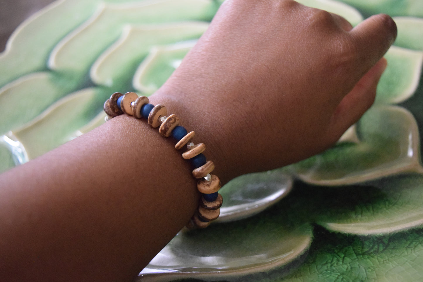 Navy Wooden Ladder Bracelet