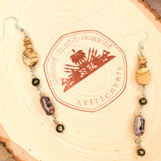 Handcrafted with picture jasper and pyrite beads for elegant, refined style by Ayiti Chérie. Haitian-inspired, lifestyle brand