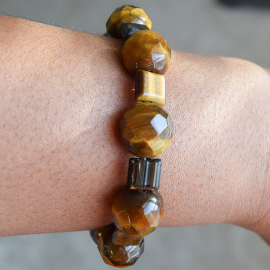 Handcrafted bracelet with tiger's eye beads for elegant, refined style by Ayiti Chérie. Haitian-inspired, lifestyle brand