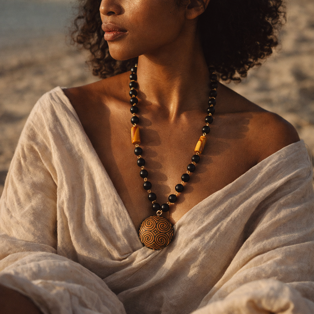 Elvire Necklace-Black Onyx_Jasper necklace by Ayiti Cherie