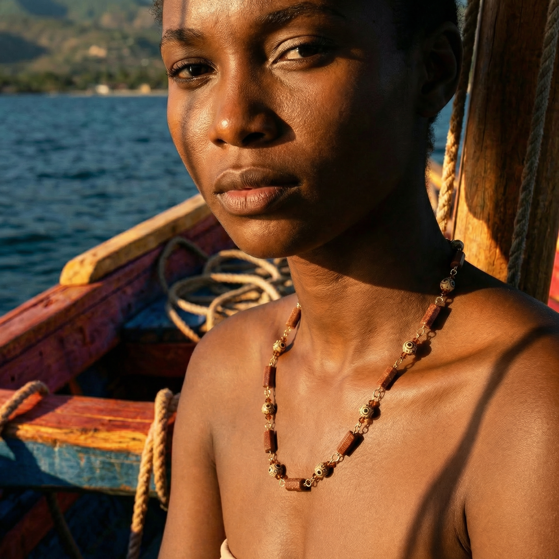 ANYAELLE-GOLDSTONE_TIBETANPRAYERBEADS_CARNELIANBEADSNECKLACEBYAYITICHERIE
