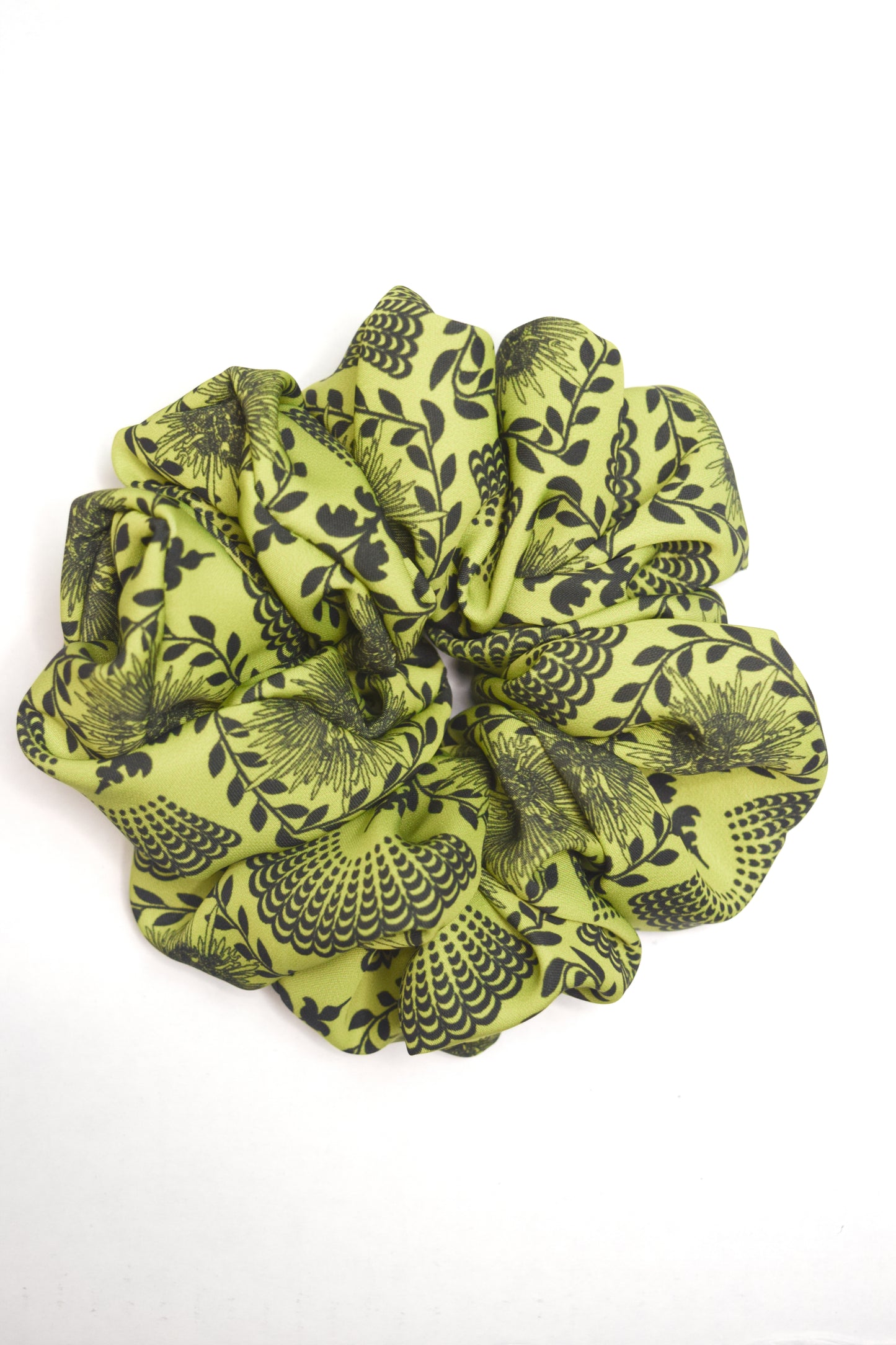 Bright Chartreuse Carnival Lady Print Scrunchie in Jumbo