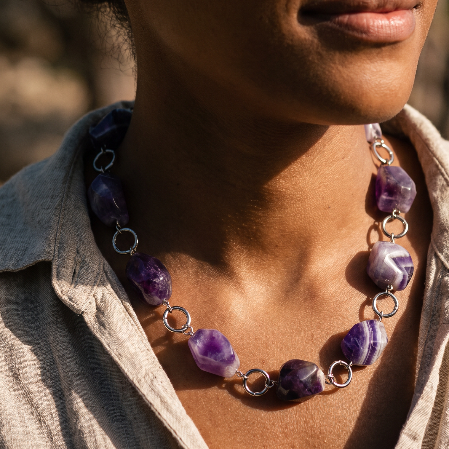 CELDIEU AMETHYST NECKLACE BY AYITI CHERIE