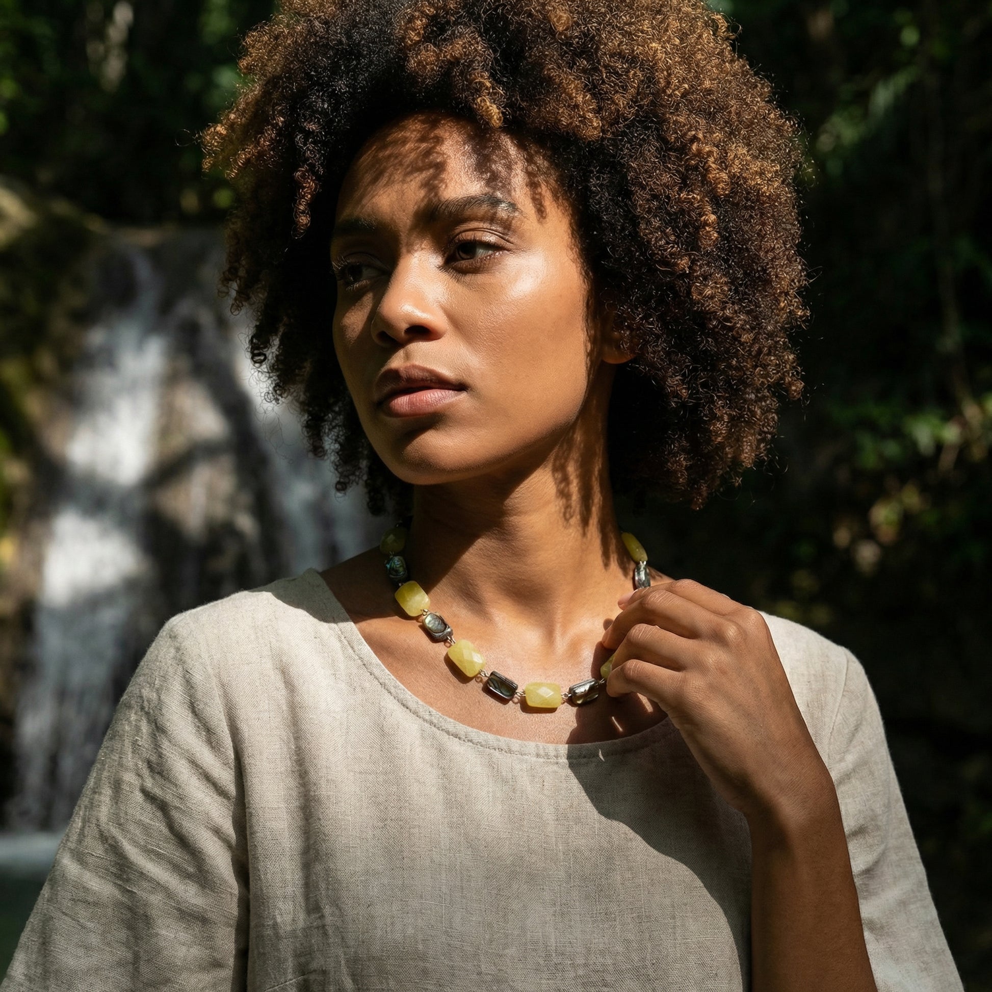 CILIENNE_YELLOWAGATE_ABALONENECKLACE by Ayiti Cherie