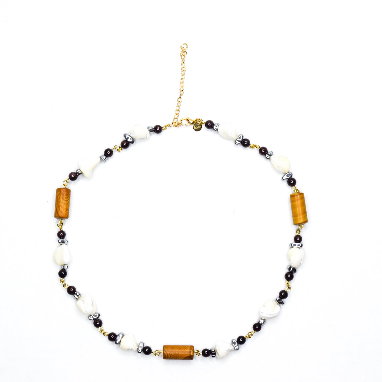 DYELA_SHELL_JASPER_GARNET_HEMATITE NECKLACE BY AYITI CHERIE-1