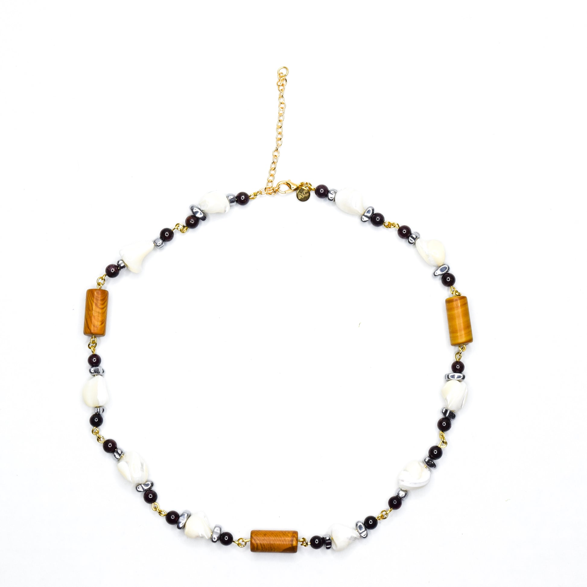 DYELA_SHELL_JASPER_GARNET_HEMATITE NECKLACE BY AYITI CHERIE-1