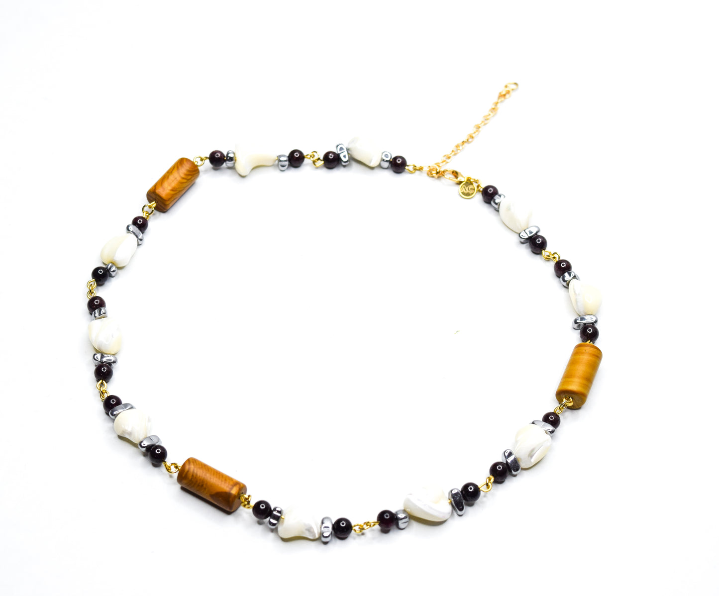 DYELA_SHELL_JASPER_GARNET_HEMATITE NECKLACE BY AYITI CHERIE-1