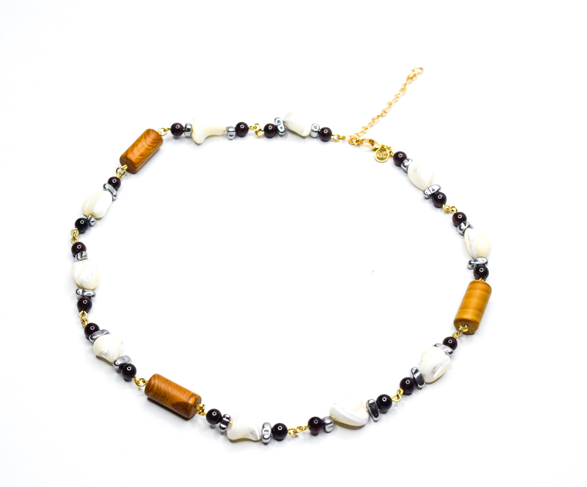 DYELA_SHELL_JASPER_GARNET_HEMATITE NECKLACE BY AYITI CHERIE-1