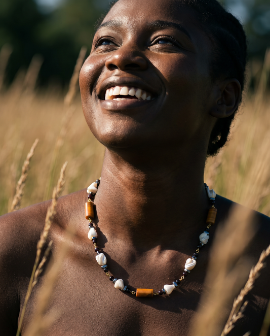 DYELA_SHELL_JASPER_GARNET_HEMATITE NECKLACE BY AYITI CHERIE-1