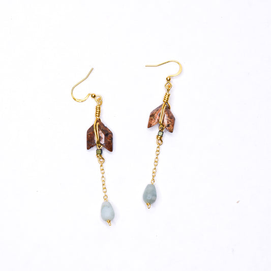 JUNA_JASPER_AMAZONITE_HEMATITE_GOLD-FILLED CHAIN EARRINGS BY AYITI CHERIE
