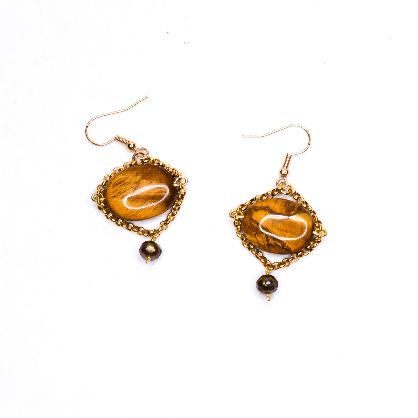 JUNIE_TIGERS EYE_PYRITE EARRINGS BY AYITI CHERIE