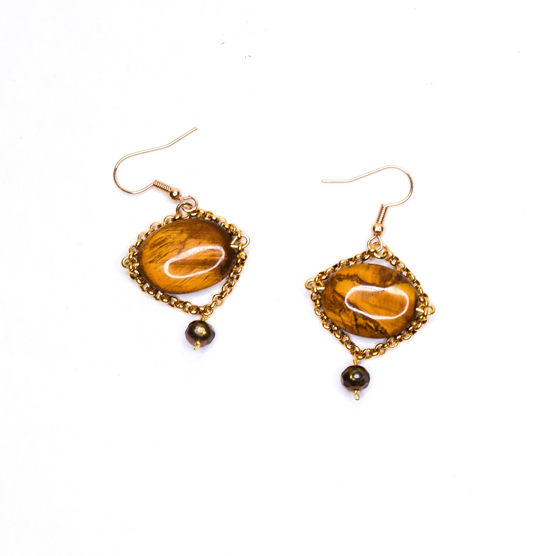 JUNIE_TIGERS EYE_PYRITE EARRINGS BY AYITI CHERIE