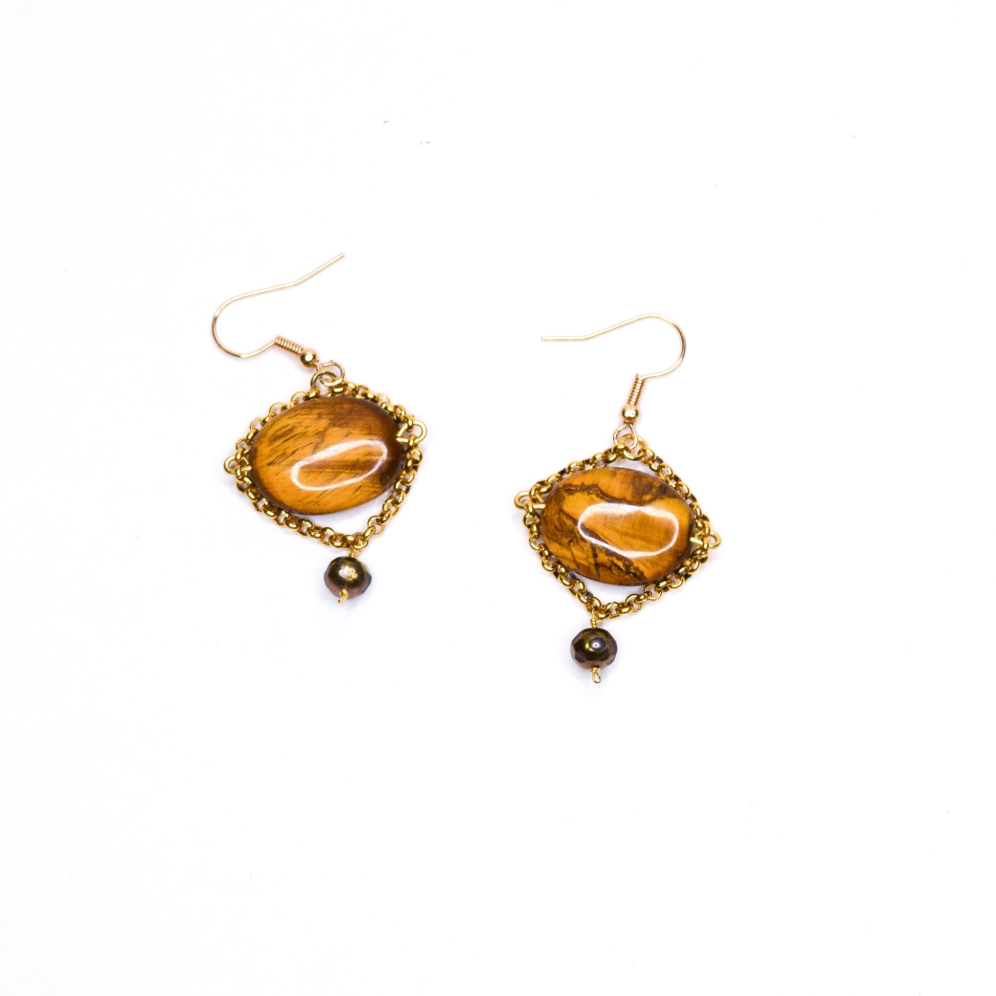 JUNIE_TIGERS EYE_PYRITE EARRINGS BY AYITI CHERIE