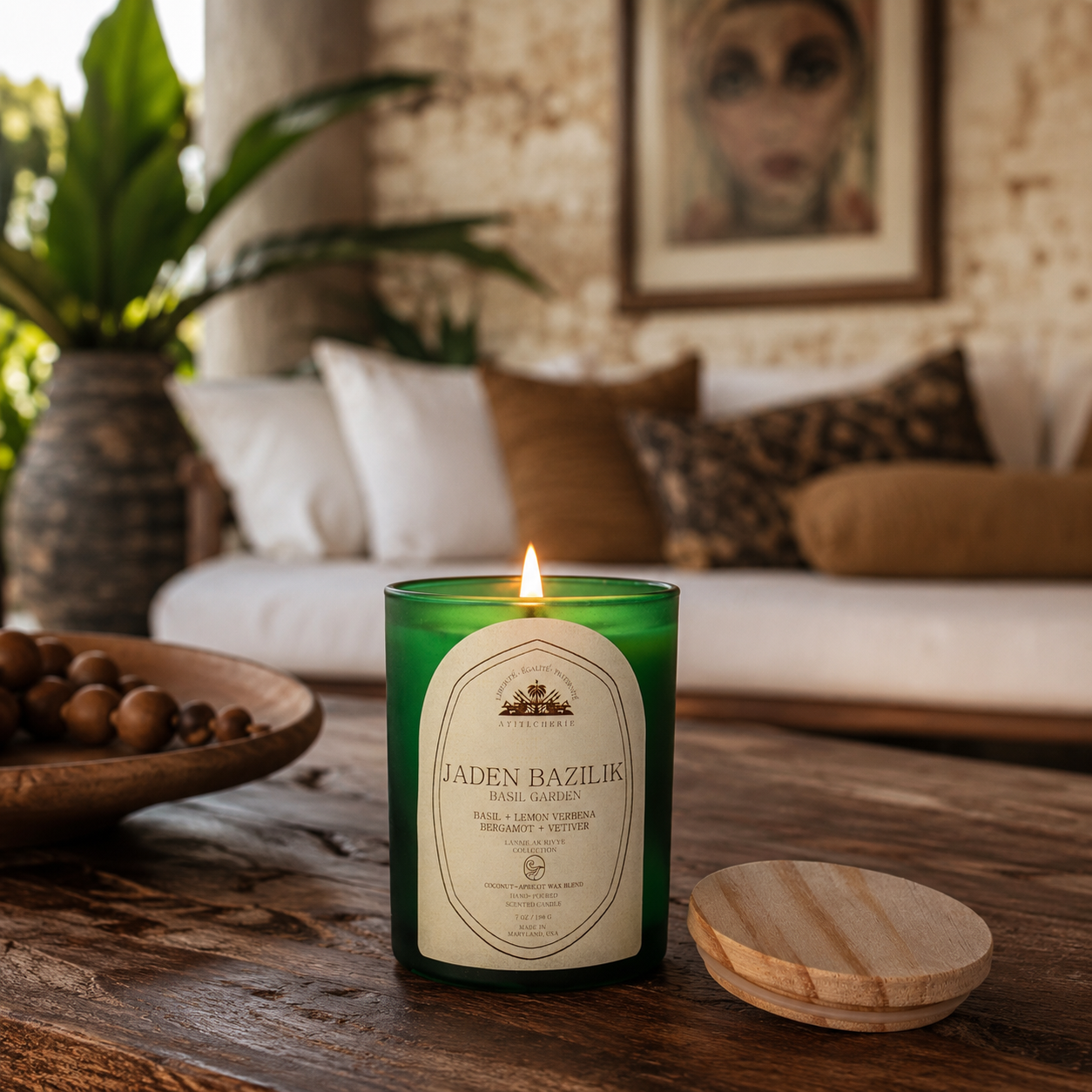 JadenBazilikcandlewithbasil_lemonverbena_bergamot_andvetiverbyAyitiCherie