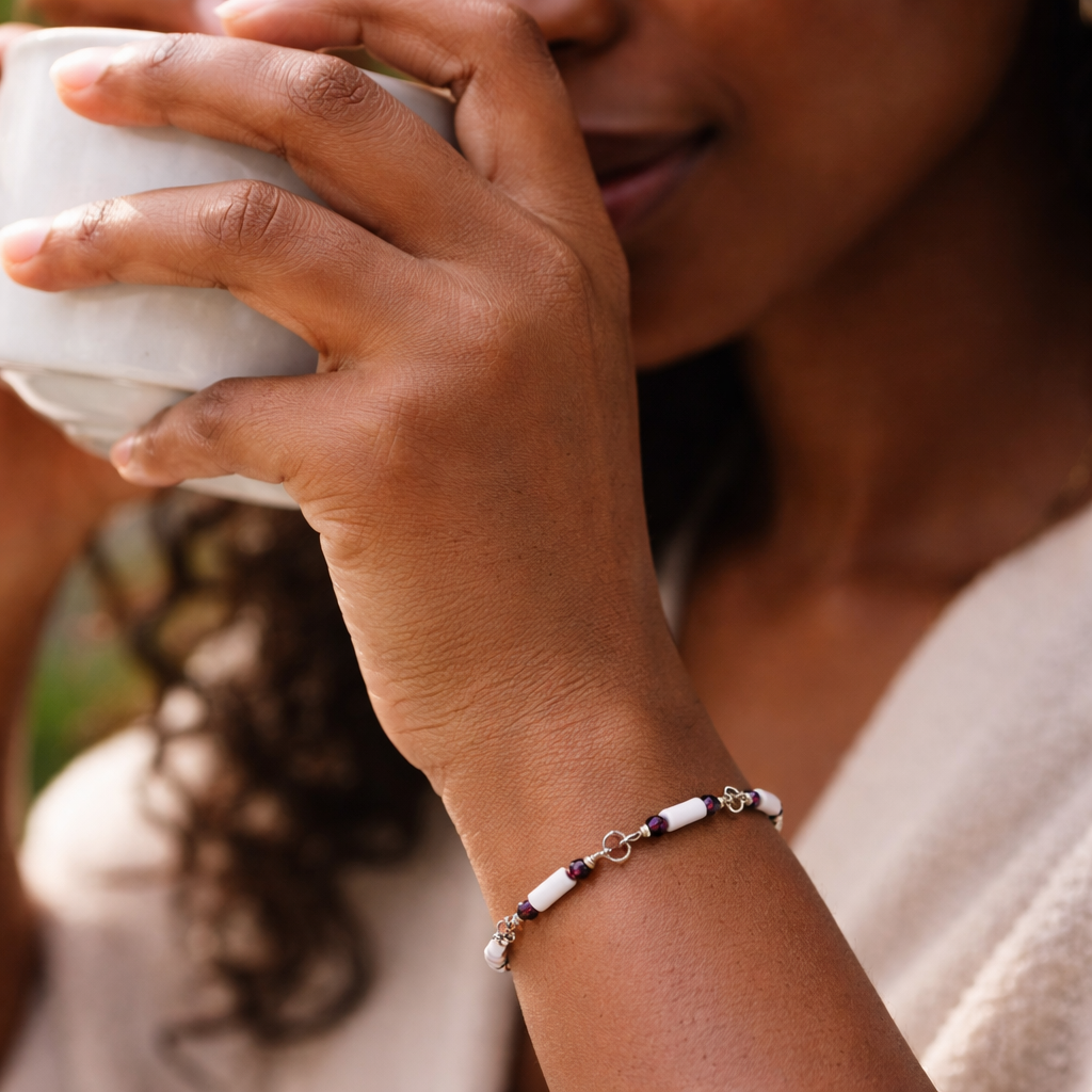 Matte glass tubular beads bracelet- Ayiti Cherie - Haitian-inspired lifestyle brand