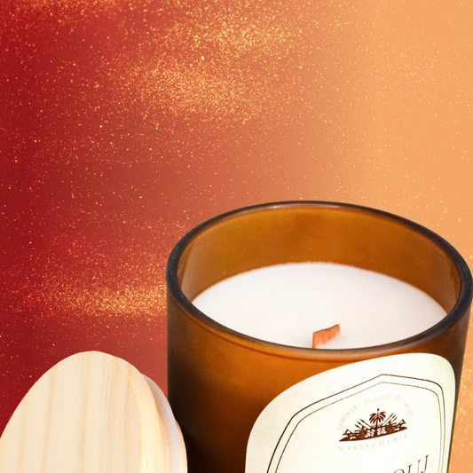 Kob Wouj Candle- Cardamom-Sandalwood-Amber and Driftwood and Vetiver by Ayiti Cherie 