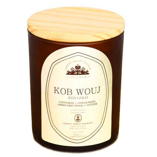 Kob Wouj Candle- Cardamom-Sandalwood-Amber and Driftwood and Vetiver by Ayiti Cherie 