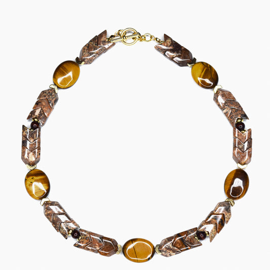 MADANA_TIGERSEYE_FOSSILJASPERNECKLACE by Ayiti Cherie