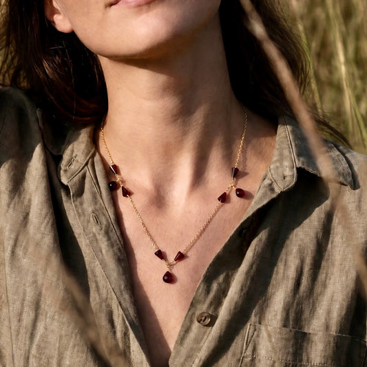 MARGALIE GARNET_GOLD NECKLACE BY AYITI CHERIE
