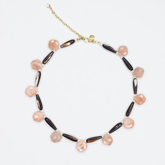 MIMEROSE_PINKMOONSTONE_AGATENECKLACE by Ayiti Cherie