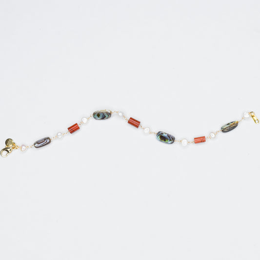 MODESTE_FRESHWATERPEARL_REDJASPER_ABALONEBRACLET-2 by Ayiti Cherie