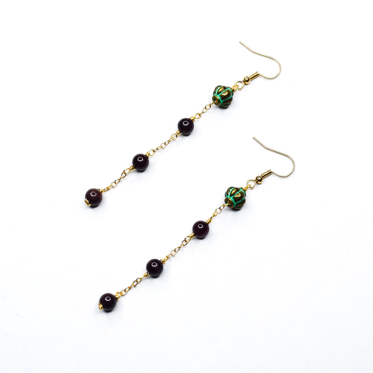 Margot Metal Lantern & Garnet Earrings by Ayiti Cherie