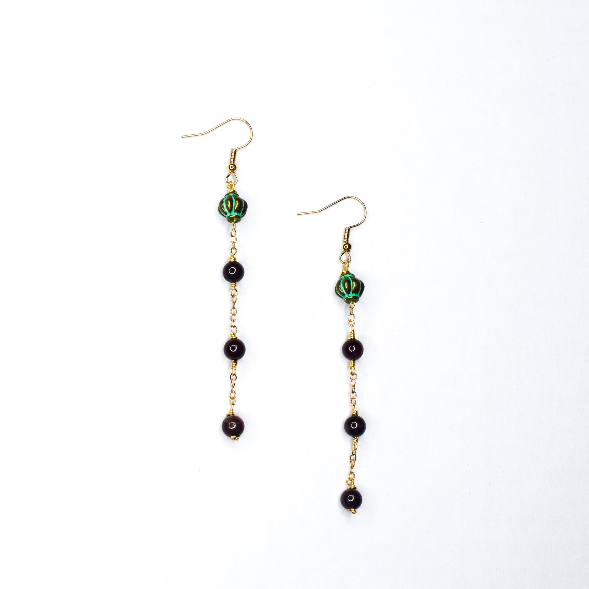 Margot Metal Lantern & Garnet Earrings by Ayiti Cherie