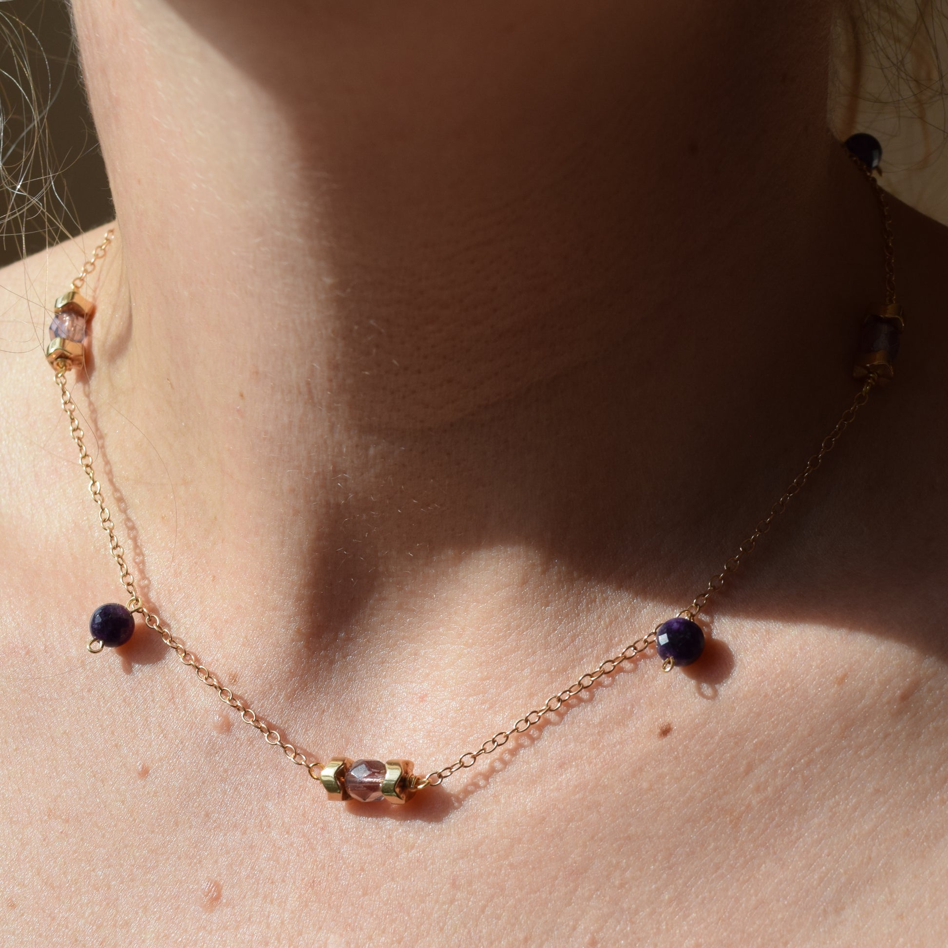 Handcrafted with amethyst & hematite beads for elegant, refined style by Ayiti Chérie. Haitian-inspired, lifestyle brand