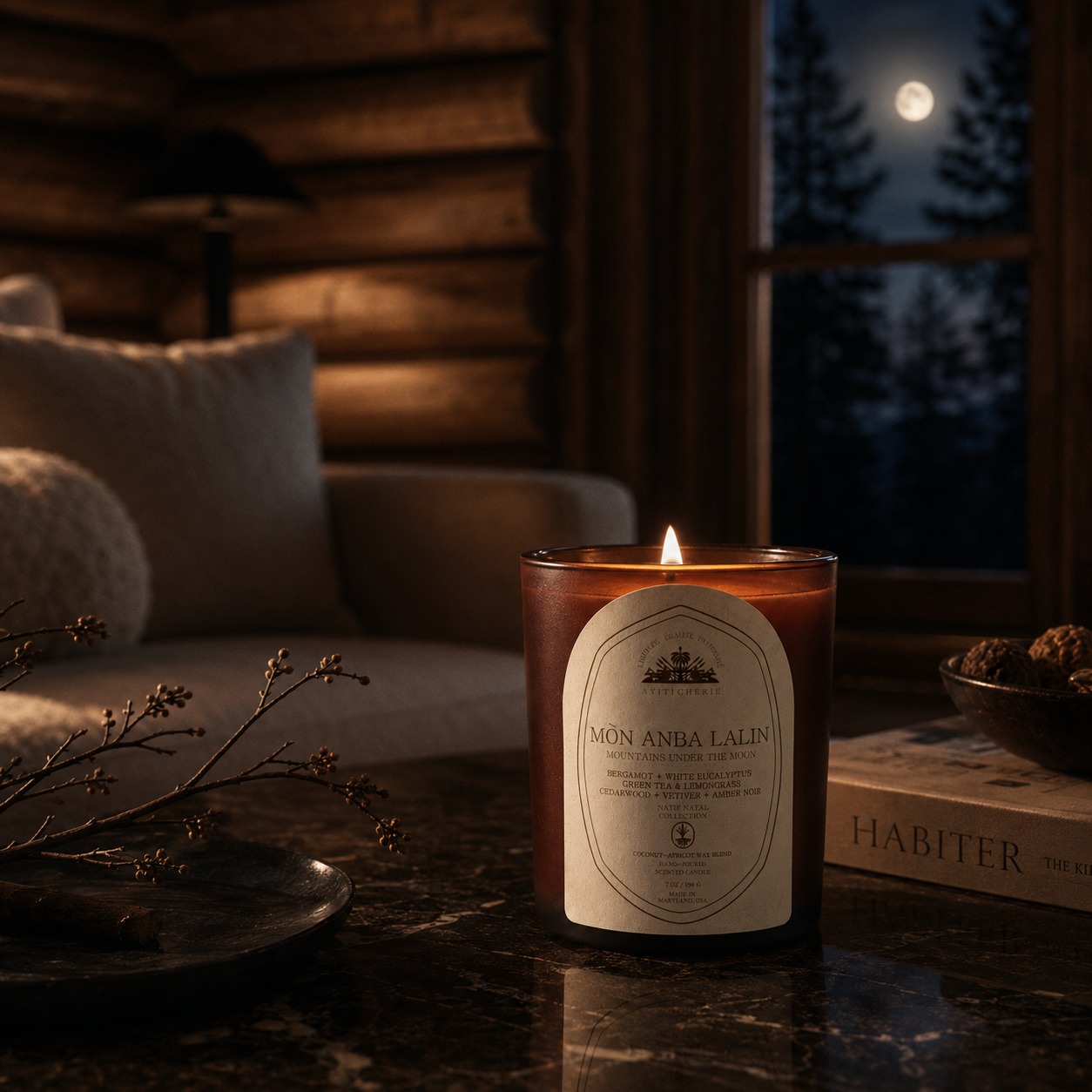 MonAnbaLalin_MountainsUndertheMoon_Bergamot_WhiteEucalyptus_GreenTea-Lemongrass_Cedarwood_Vetiver_AmberNoirbyAyitiCherie