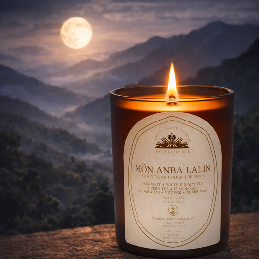 Mon Anba Lalin_Mountains Under the Moon_Bergamot_White Eucalyptus_Green Tea-Lemongrass_Cedarwood_Vetiver_Amber Noir by Ayiti Cherie