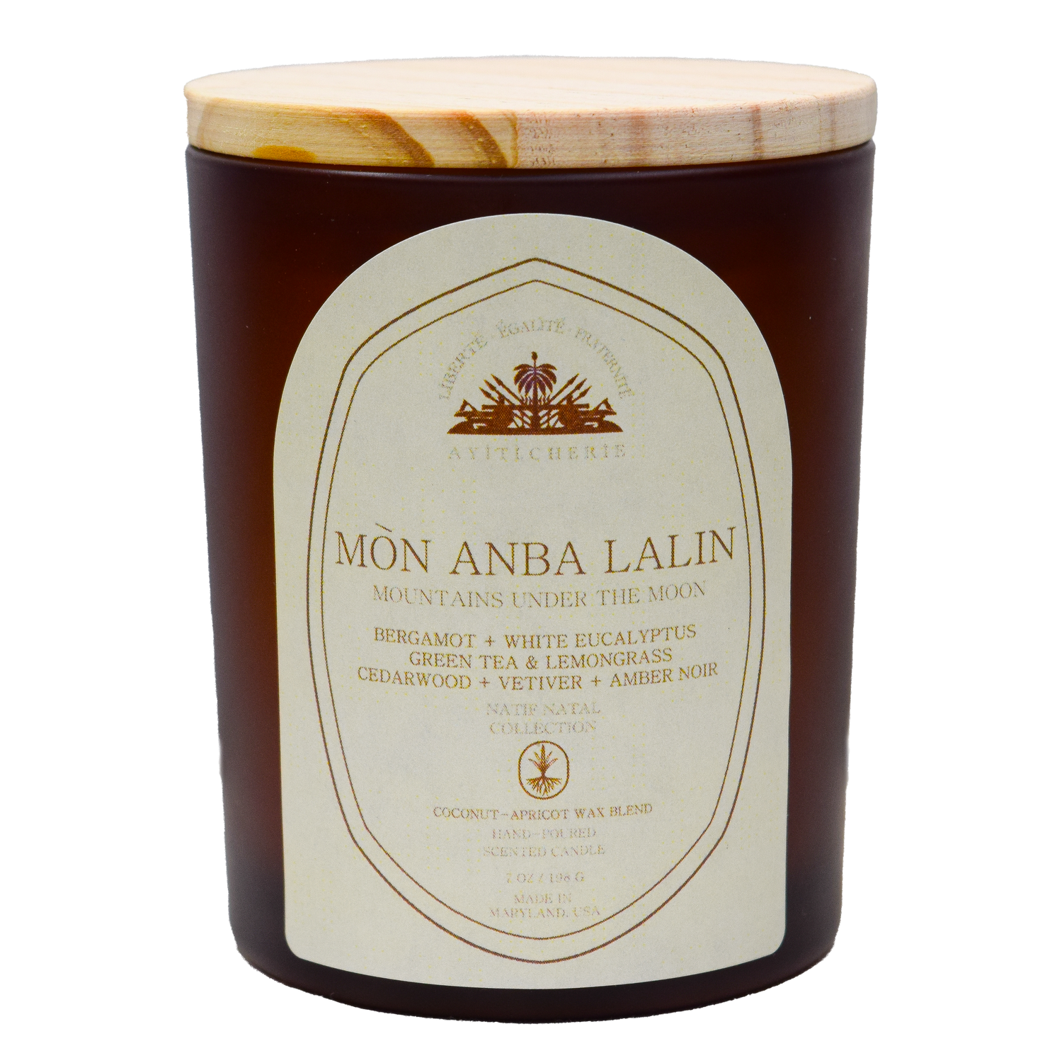 Mon Anba Lalin_Mountains Under the Moon_Bergamot_White Eucalyptus_Green Tea-Lemongrass_Cedarwood_Vetiver_Amber Noir by Ayiti Cherie