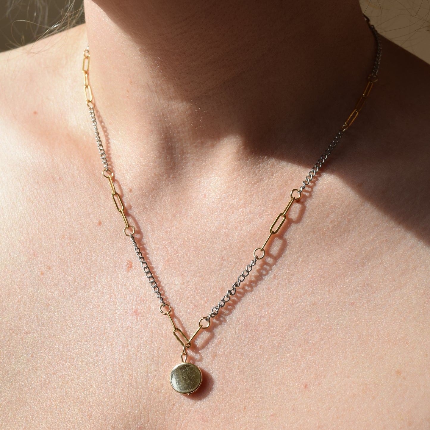 Handcrafted with dual-chain & metal pendant bead for elegant, refined style by Ayiti Chérie. Haitian-inspired, lifestyle brand