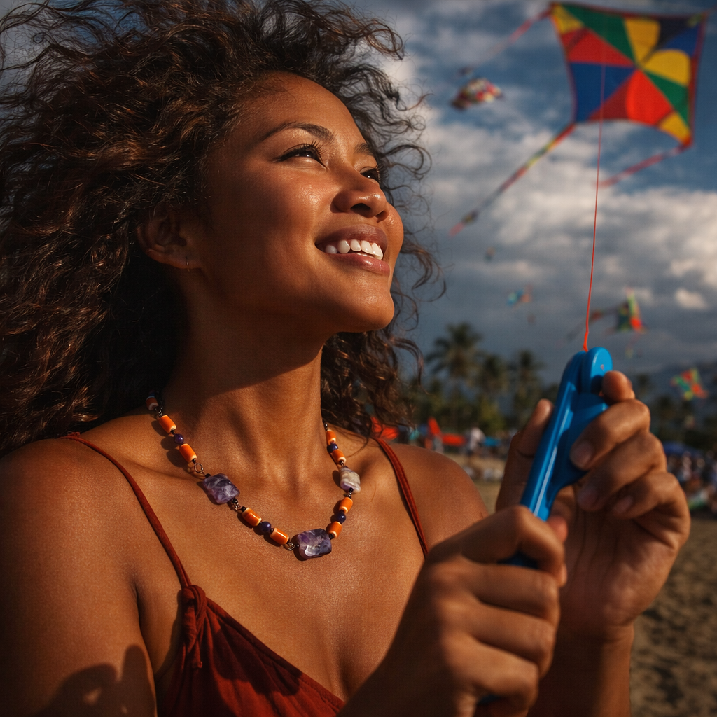 Handcrafted necklace- Amethyst and ceramic beads for refined, modern elegance. Haitian-inspired, lifestyle brand