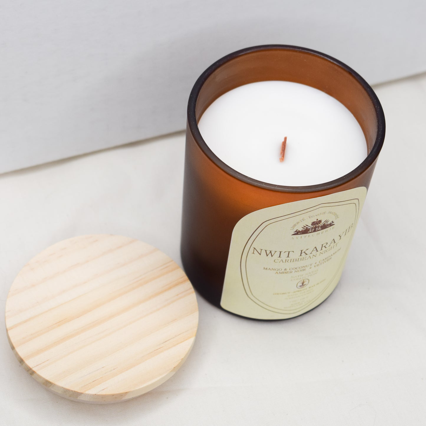 Nwit Karayib_Caribbean Night_Mango-Coconut_Cardamom_Amber Noir_Vetiver Candle by Ayiti Cherie