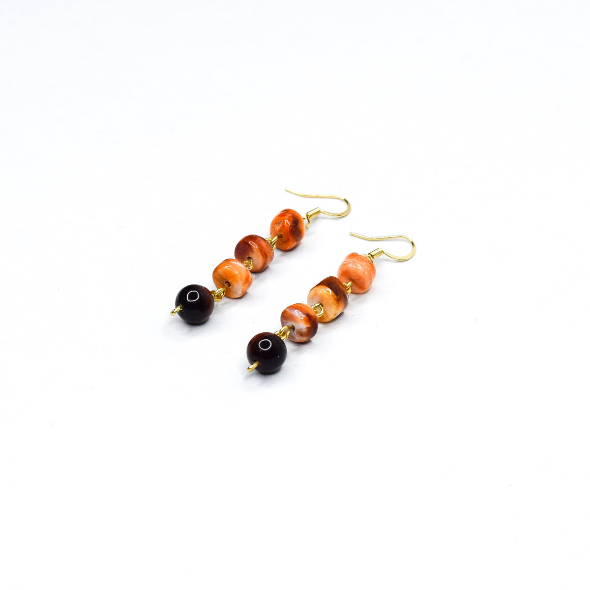 SAMIRA_SPINY OYSTER AND TIGERS EYE EARRINGS BY AYITI CHERIE