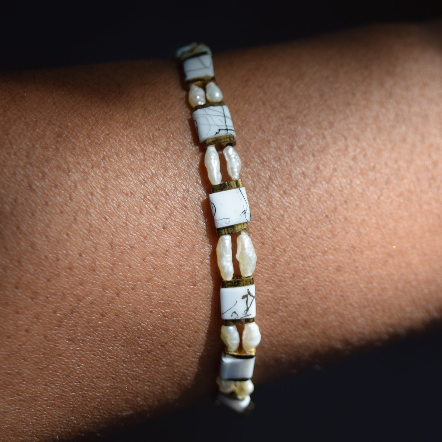 Ti Trezo Bracelet Design -  Tila beads with lustrous Freshwater pearls_Design3