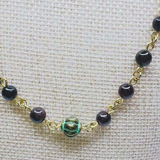 Margot_Metal_Patina_Garnet Necklace by Ayiti Cherie
