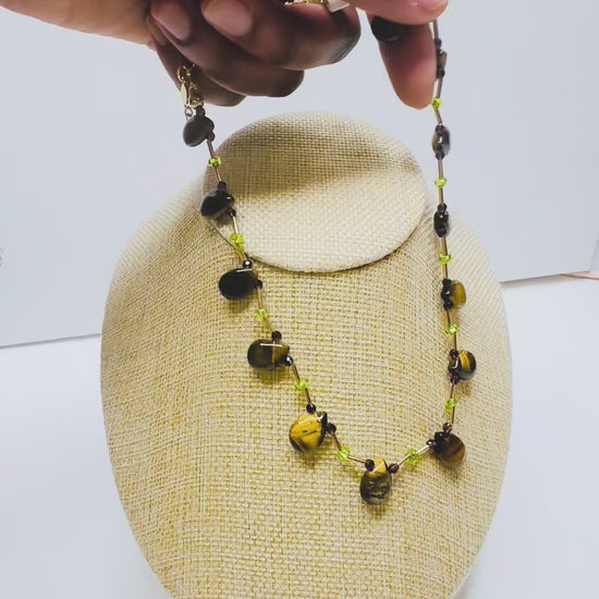 Handcrafted with tiger's eye teardrop & glass cube beads for elegant, refined style by Ayiti Chérie. Haitian-inspired, lifestyle brand