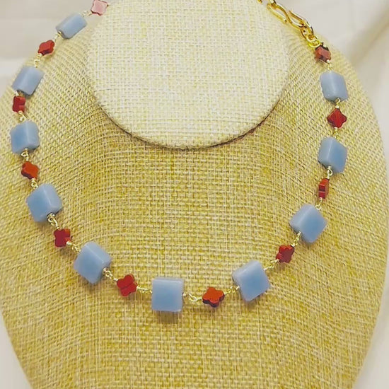 CASSIANA_ANGELITE_REDJASPERNECKLACE by Ayiti Cherie