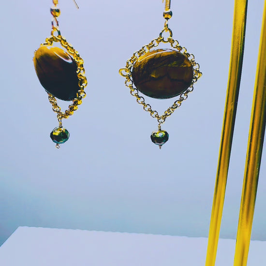 JUNIE_TIGERS EYE_PYRITE EARRINGS BY AYITI CHERIE