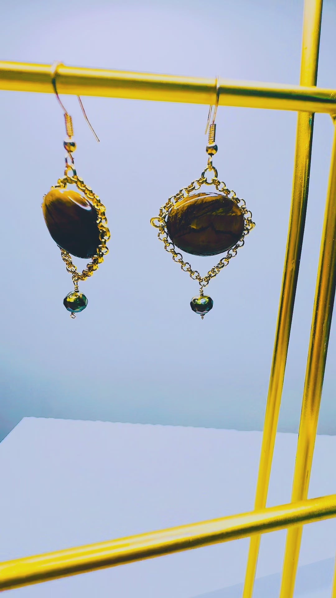 JUNIE_TIGERS EYE_PYRITE EARRINGS BY AYITI CHERIE