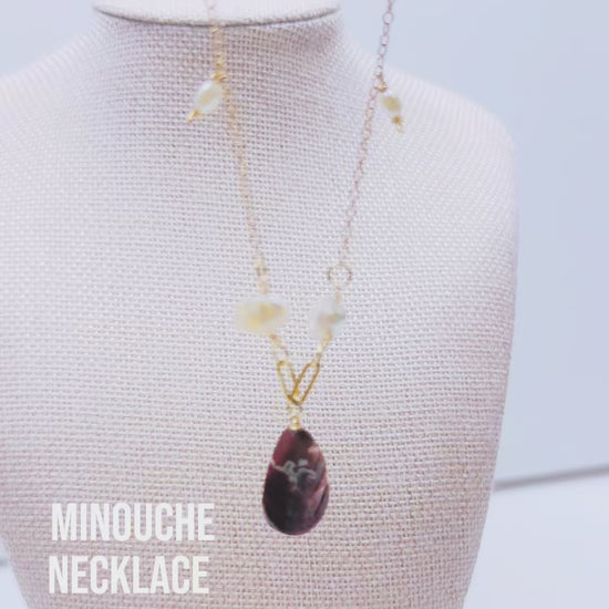 Handcrafted necklace- Pearl and Jasper beads for refined, modern elegance. Haitian-inspired, lifestyle brand