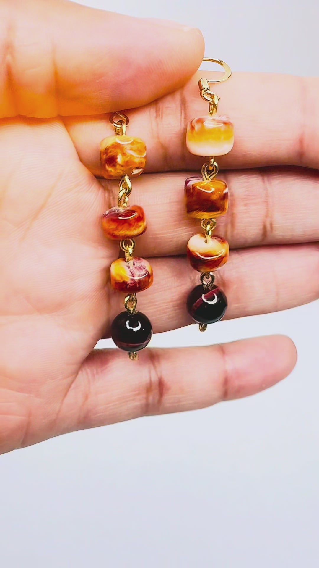 SAMIRA_SPINY OYSTER AND TIGERS EYE EARRINGS BY AYITI CHERIE