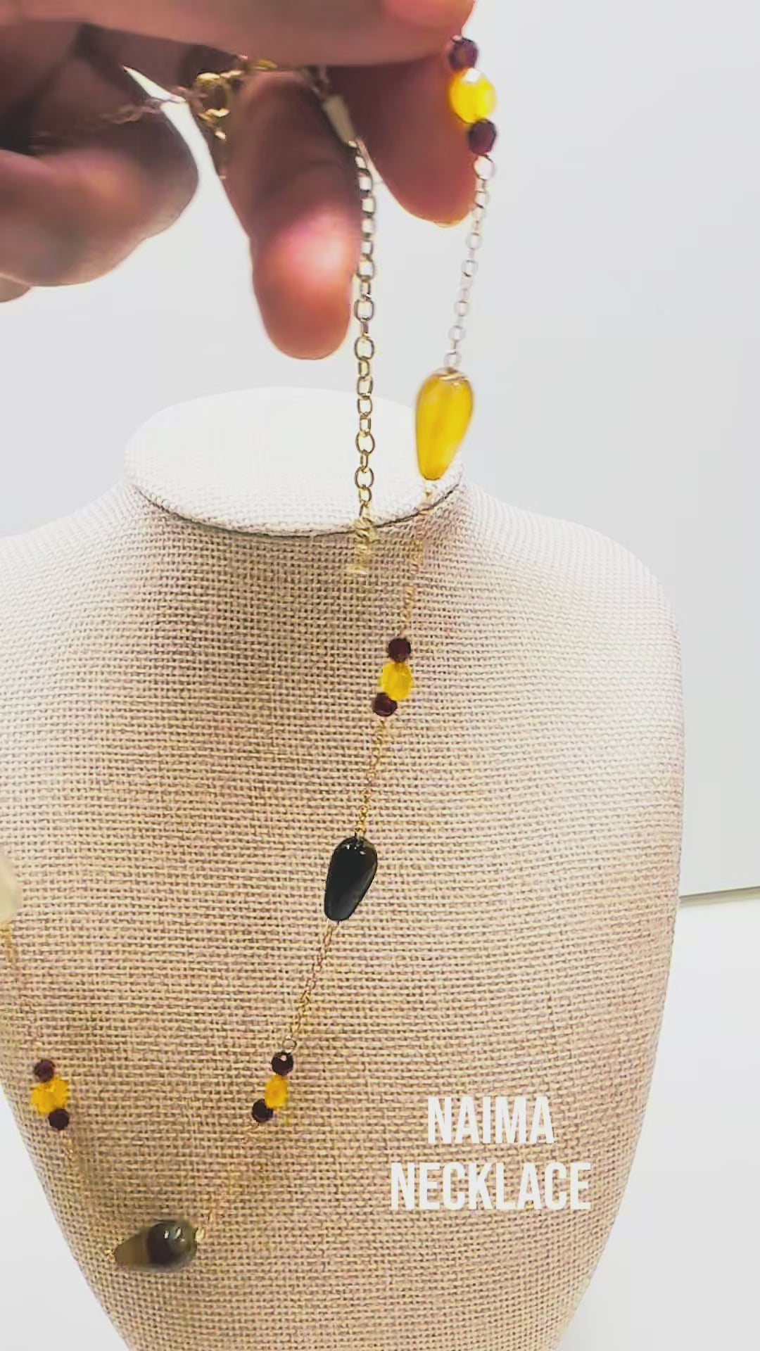 Handcrafted necklace- Agate, citrine, and crystal beads for refined, modern elegance. Haitian-inspired, lifestyle brand